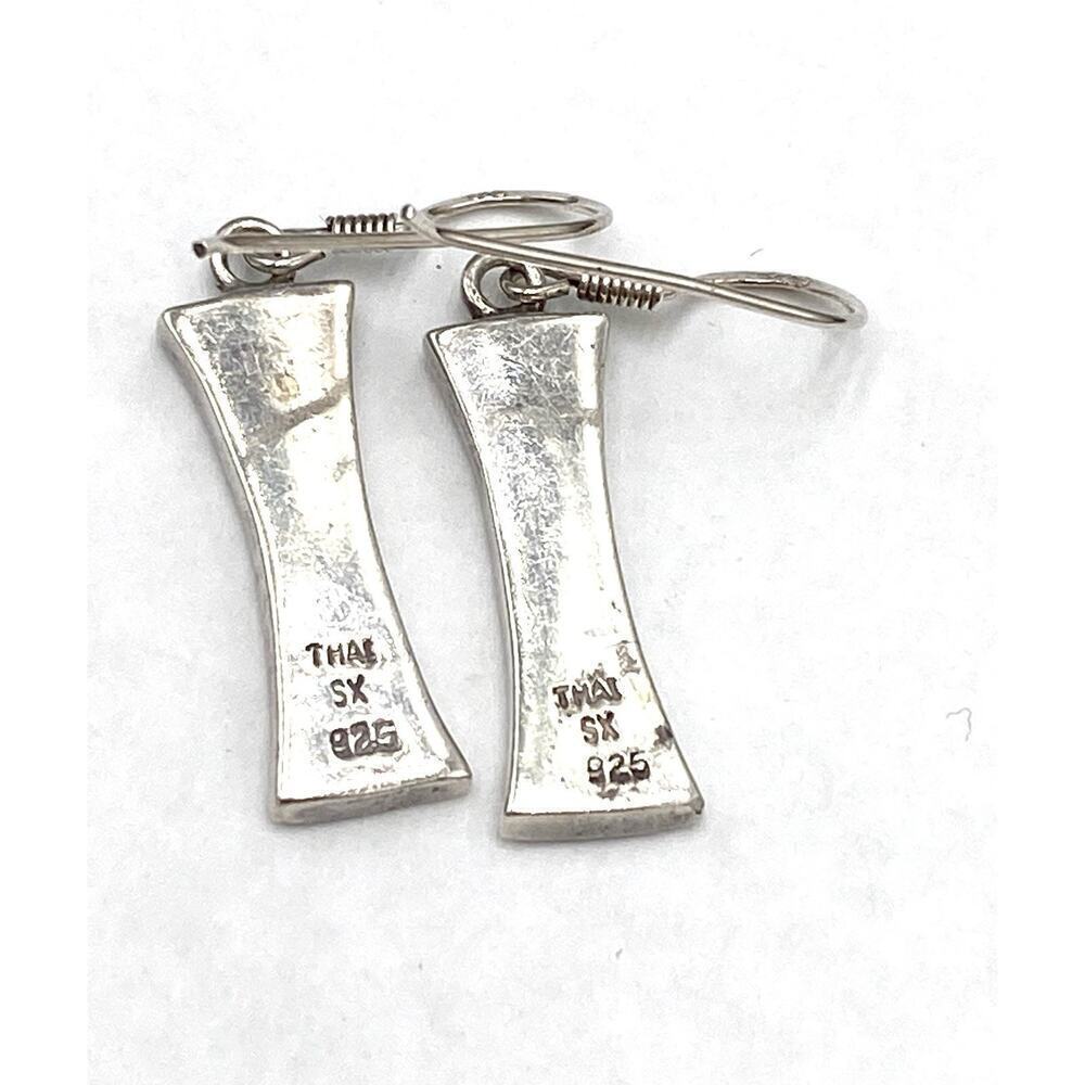 925 Thai SX Earrings Sterling Silver Drop Dangle Mother of Pearl Thailand - Picture 5 of 9